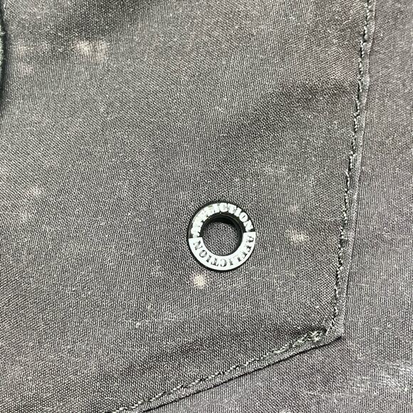 Affliction Board Shorts Black Orange Distressed Patches Swim Trunks Size 36 - Picture 9 of 16